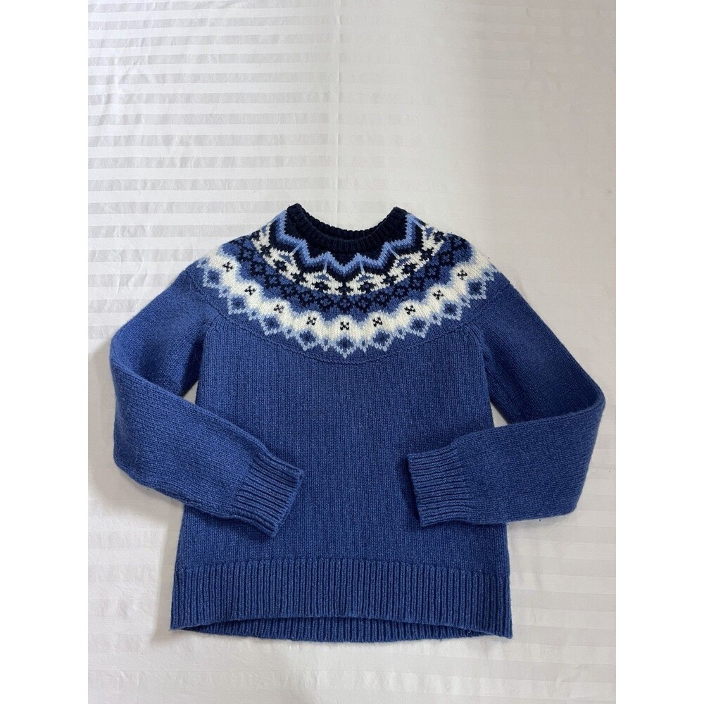 L.L. Bean Women's Classic Ragg Wool Crewneck Sweater Fair Isle Lambswool XS Reg